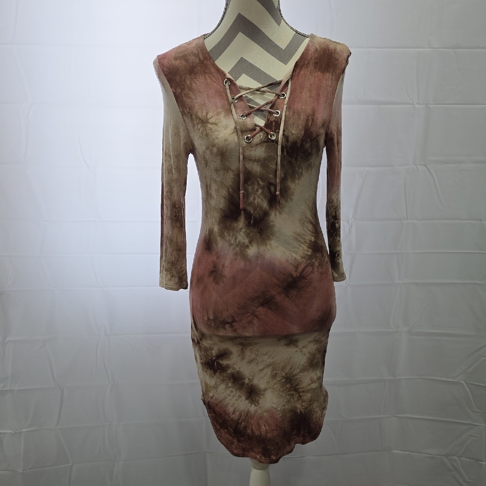 Heart Hips Tye-dye Long Sleeve Sheath Dress. Hippie Boho Dress